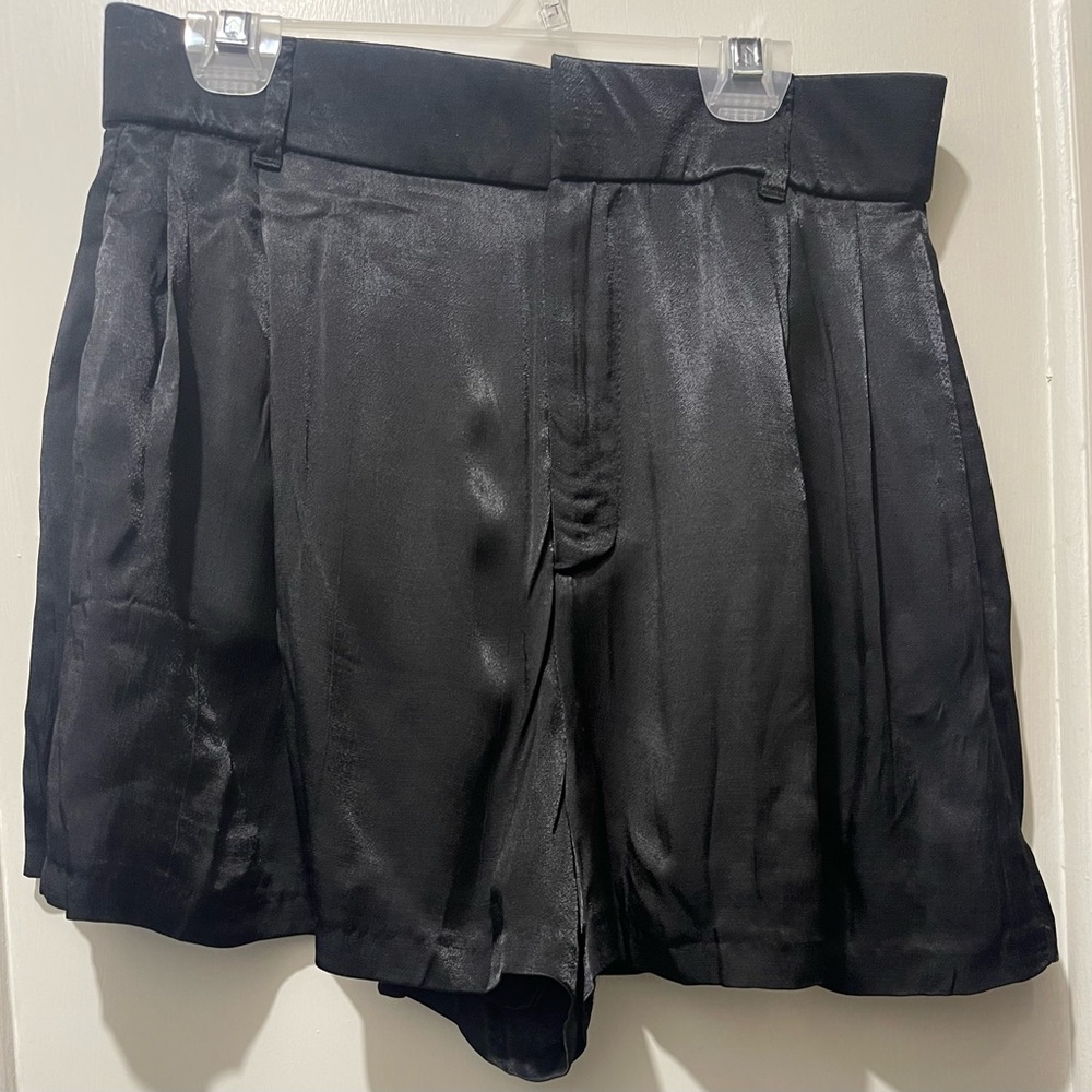 Zara Black Satin Women Shorts